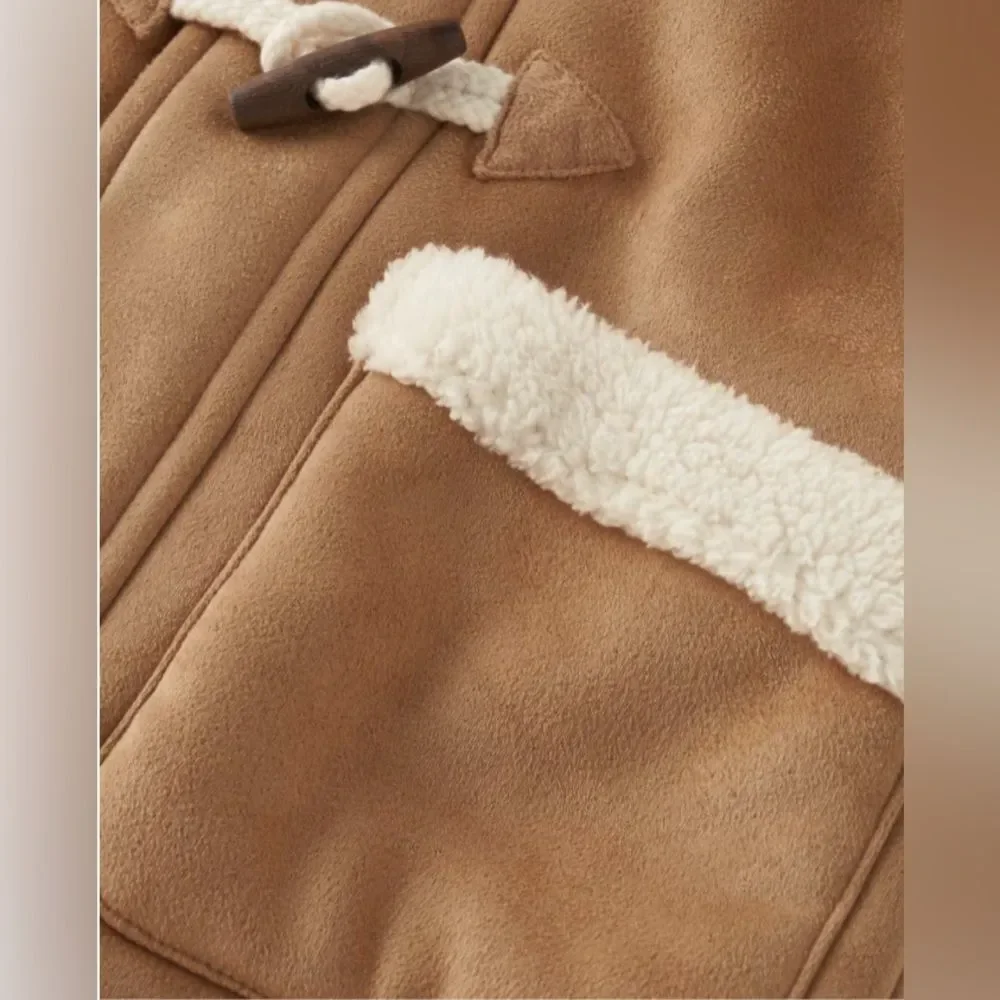Gymboree NWT Boys Sherpa-Lined Jacket Light Brown Faux Suede Size 10